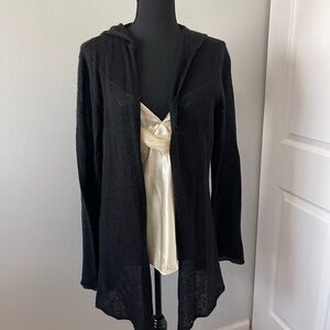 Simply Vera Vera Wang Black Lightweight Open Front Hooded Cardigan l Size M